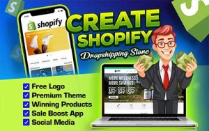 Build Shopify dropshipping store; custom eCommerce design with product sourcing and automation setup